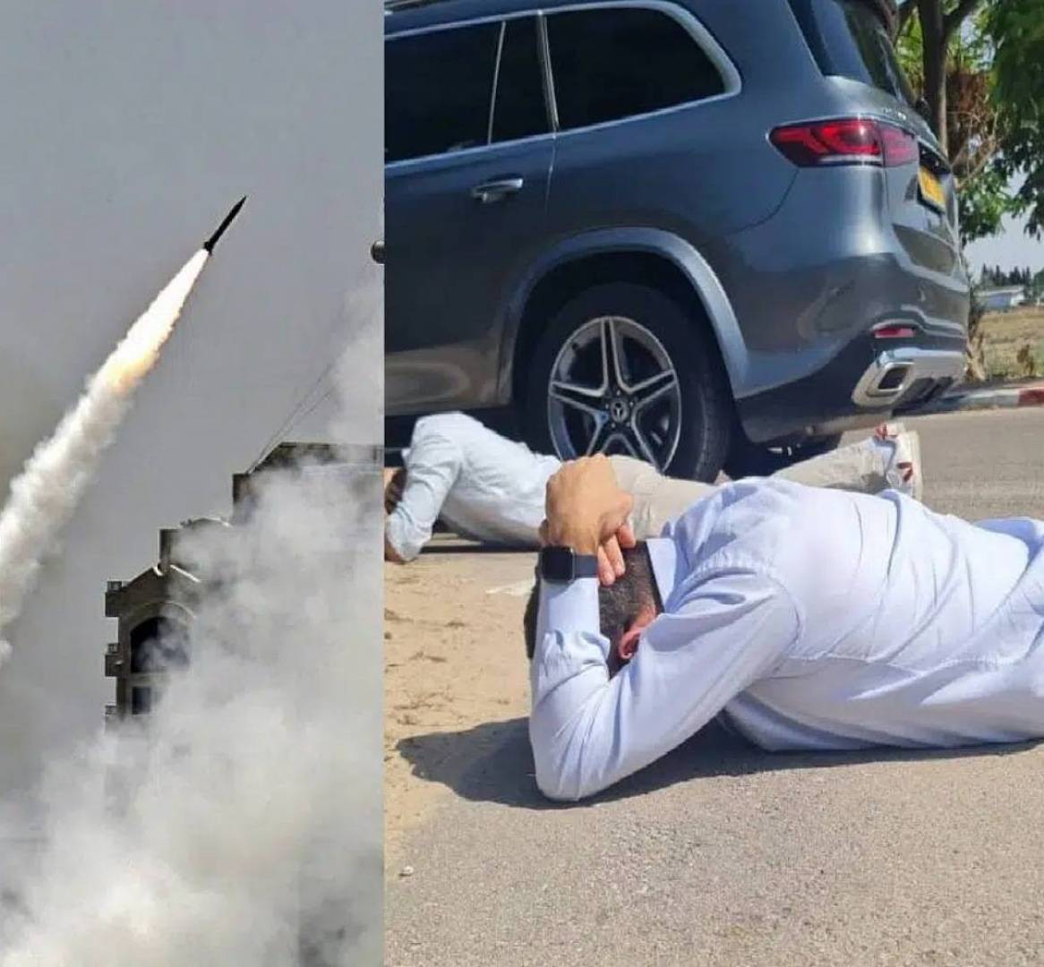 صواريخ المقاومة ترعب الصهاينة...عضو بالكنيست مستلقيا على بطنه خوفا