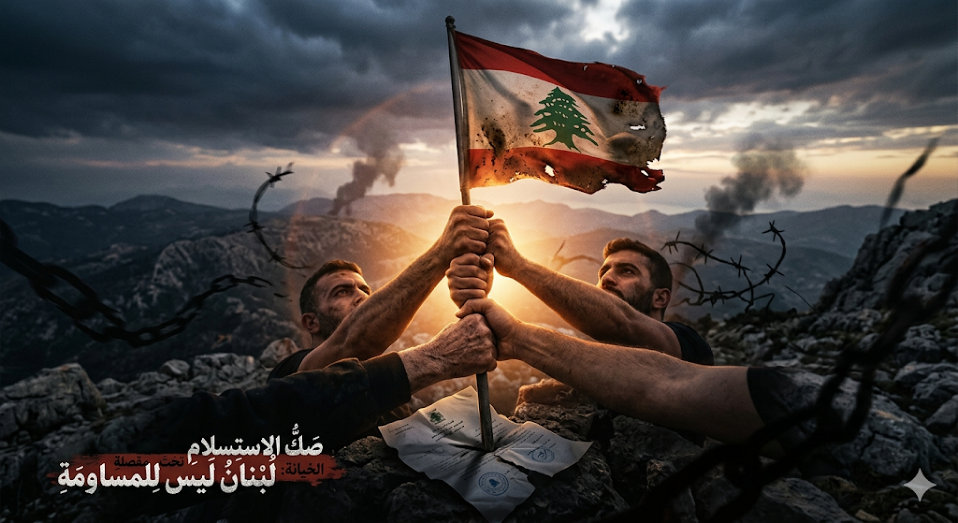 صَكُّ الِاسْتِسْلَامِ تَحْتَ مِقْصَلَةِ الْخِيَانَةِ: لُبْنَانُ لَيْسَ لِلْمُسَاوَمَةِ وَالسِّلَاحُ قَضَاءٌ وَقَدَرٌ!