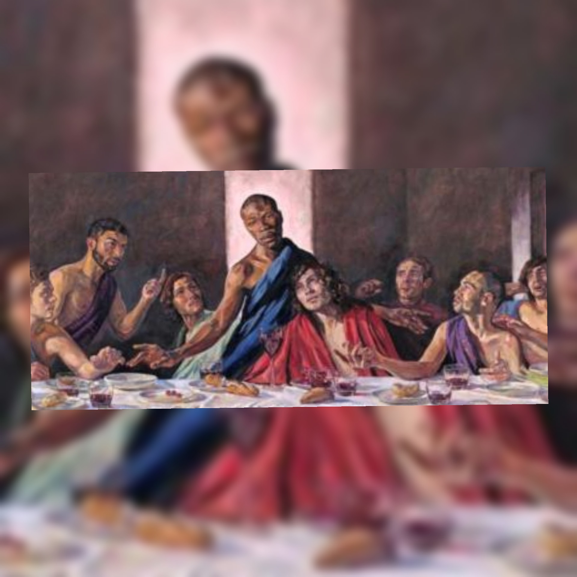 كاتدرائية سانت أولبانز تعلق لوحة العشاء الأخير والمسيح رجل اسود