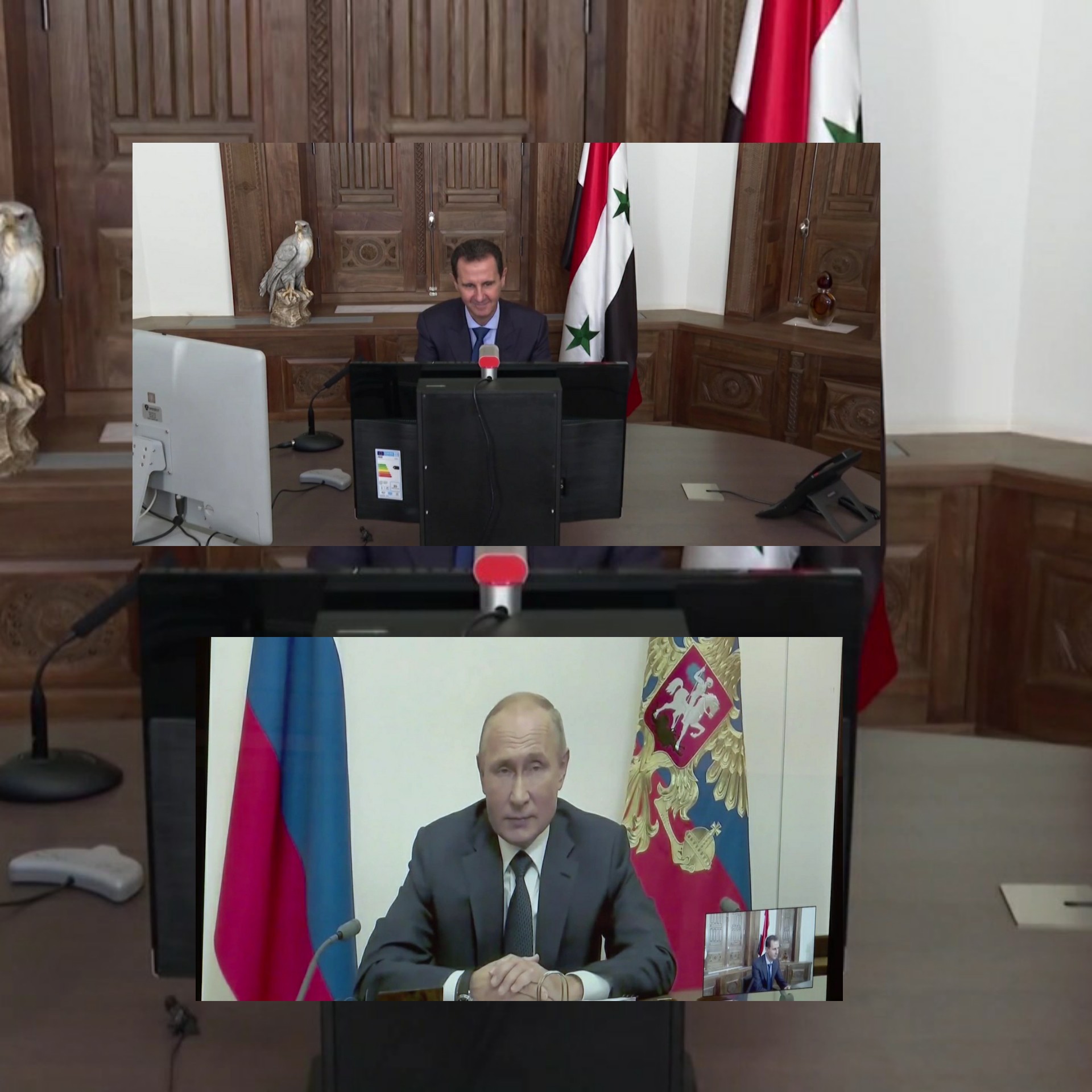 بالفيديو ابرز ما جاء في المباحثات بين الرئيسين الأسد وبوتين  من خلال تقنية الفيديو
