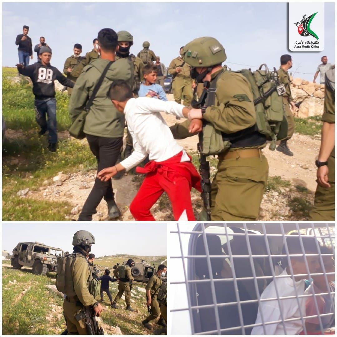 بالفيديو قوات الاحتلال الإسرائيلي  تعتقل خمسة أطفال فلسطينيين