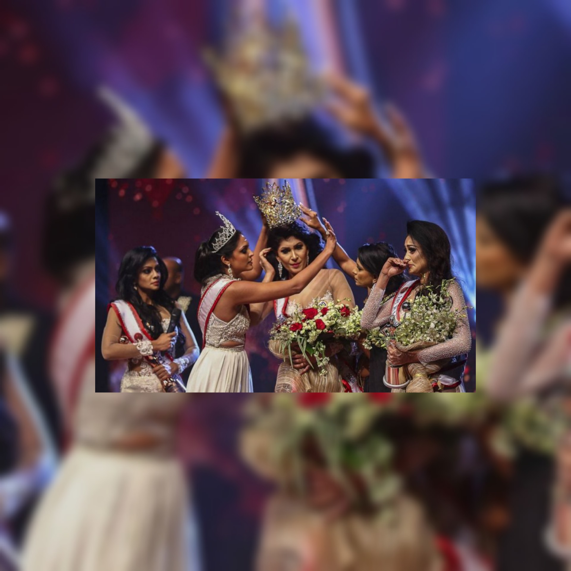 إثر شجار نشب على المسرح.. إصابة ملكة جمال سريلانكا للمتزوجات