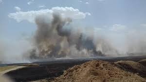 تركيا تحرق أراضي في عين العرب بريف حلب الشمالي